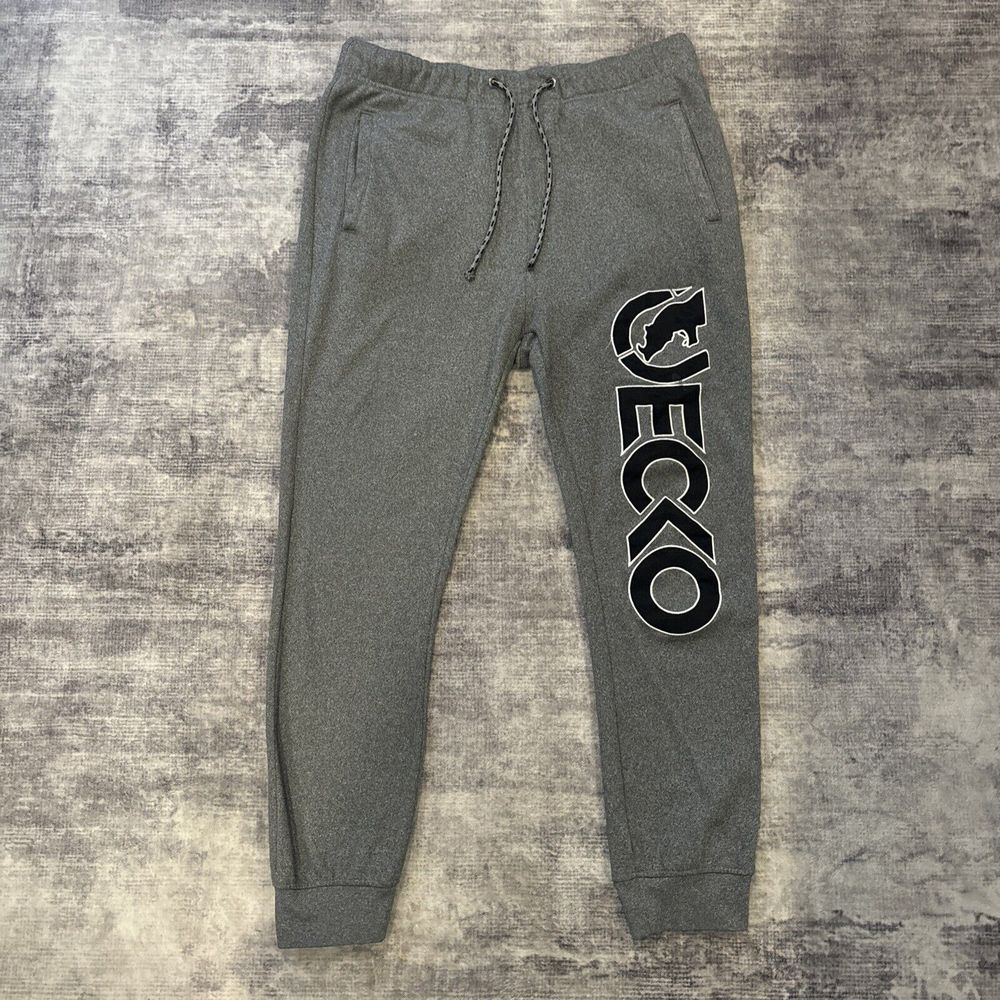 Ecko Unltd Joggers Mens L Gray & Black Pockets Sweats Drawstring Spell Out